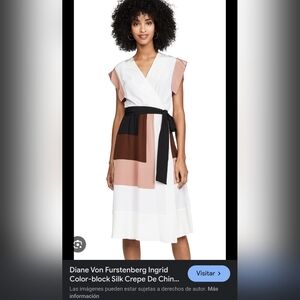 Diane von Furstenberg Ingrid Colour-Block Crepe De Chine Wrap Dress In Multicolo